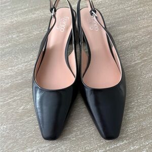 Franco Sarto Black Leather Slingback Heels